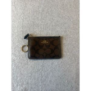 Coach signature brown monogram canvas key pouch wallet